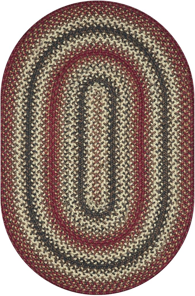 Homespice Chester Red Braided Rugs 27x45 Oval Country Style Rugs for Your Home