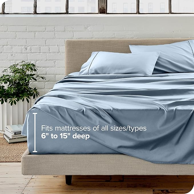 Bare Home Full Sheet Set - Luxury 1800 Ultra-Soft Microfiber Full Bed Sheets - Double Brushed - Deep Pockets - Easy Fit - 4 Piece Set - Bedding Sheets & Pillowcases (Full, Dusty Blue)