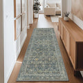 2X7 Area Rugs Machine Washable Rugs for Living Room, Vintage Boho Large Rugs for Bedroom Dining Room, Non Slip Indoor Soft Distressed Lightweight Thin Low Pile Carpet, Deep