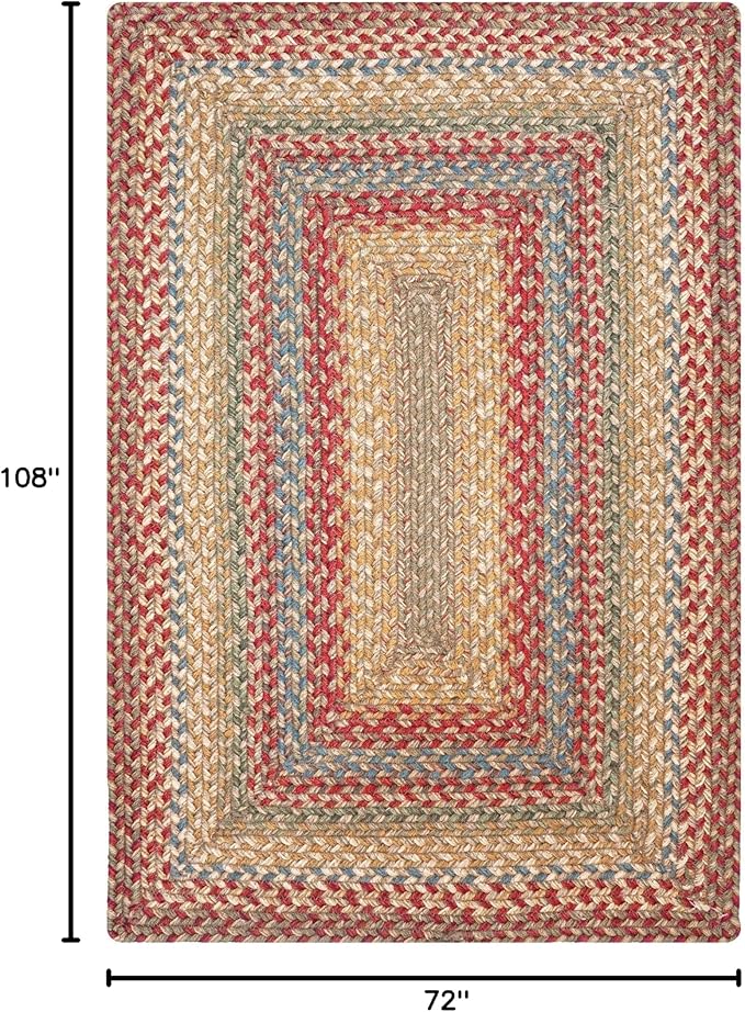 Azalea Multicolor Braided Area Rug, Jute, 6x9' Rectangle - Perfect Country Primitive Decor for Dining Room, Living Room, Everywhere