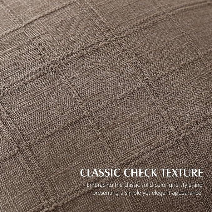 Foindtower Set of 2 Decorative Linen Check Throw Pillow Covers Neutral Farmhouse Vintage Cushion Covers Modern Boho Home Decor for Sofa Chair Couch Bedroom Living Room Outdoor,22×22 Inch,Taupe Grey