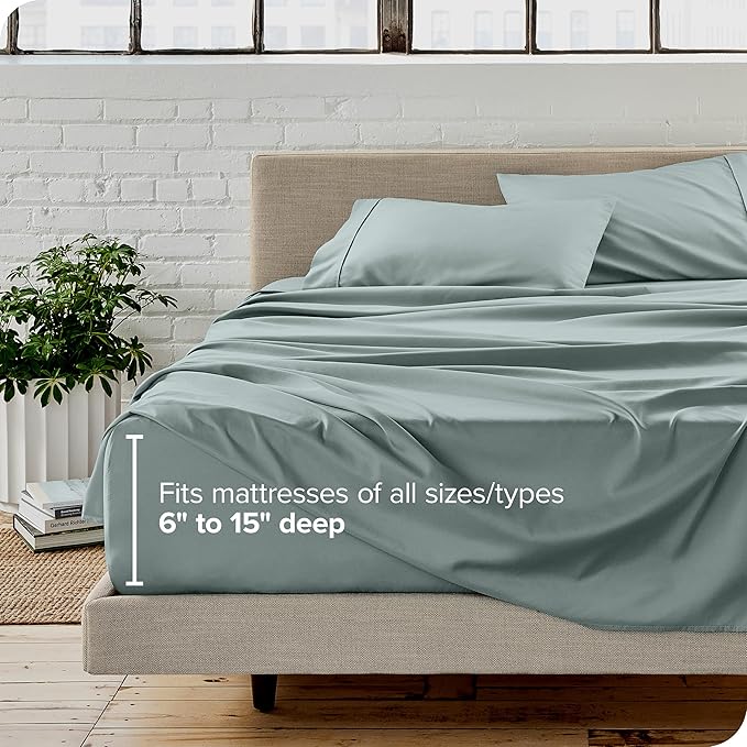 Bare Home Full Sheet Set - Luxury 1800 Ultra-Soft Microfiber Full Bed Sheets - Double Brushed - Deep Pockets - Easy Fit - 4 Piece Set - Bedding Sheets & Pillowcases (Full, Sea Spray)