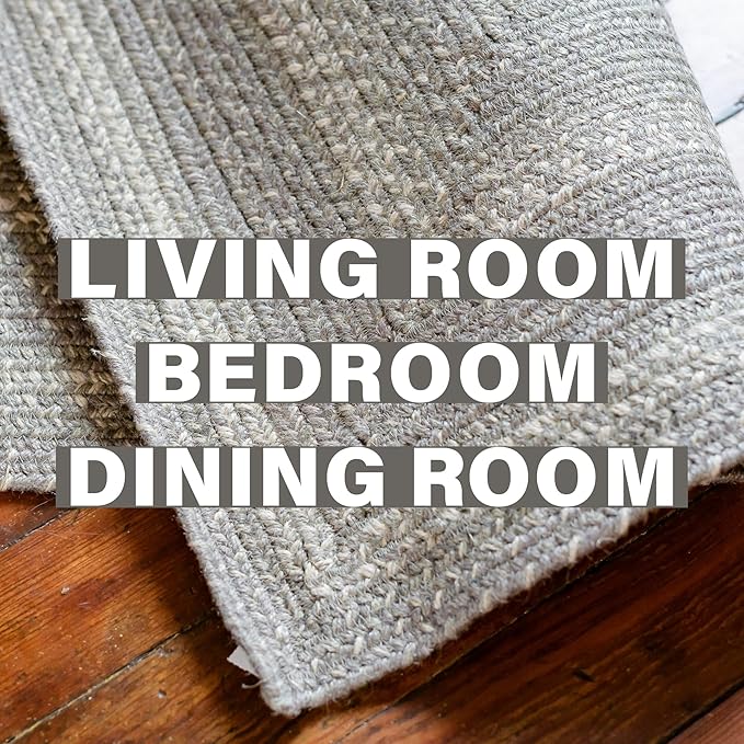 Grey Cloud Oval Braided Rug, 6x9' - Grey, Handmade with Jute - Warm Farmhouse Decor, Perfect for Living Rooms and Dining Rooms - Pet Friendly and Easy to Clean