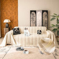 Couch Cover for Dogs Washable Sofa Cover, Sectional Couch Covers, Sofa Covers for 2 Cushion Couch, Non Slip Stripe Sofa Slipcovers Furniture Protector, Couch Protector from Cat Claws, Beige,75''x102''