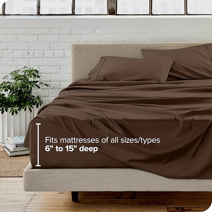 Bare Home King Sheet Set - Luxury 1800 Ultra-Soft Microfiber King Bed Sheets - Double Brushed - Deep Pockets - Easy Fit - 4 Piece Set - Bedding Sheets & Pillowcases (King, Cocoa)
