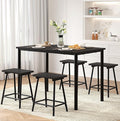 VECELO Kitchen Table and Chairs for 4, Dining Room Set with Chairs/Stools, Heavy-Duty Metal Frame with Wooden Tabletop for Small Spaces, Easy Assembly, Elegant Black