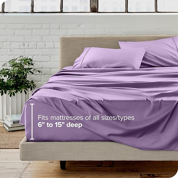 Bare Home Split King Sheet Set - 1800 Ultra-Soft Microfiber Bed Sheets - Double Brushed - Deep Pockets - Easy Fit - 5 Piece Set - Bed Sheets & Pillowcases (Split King, Lavender)