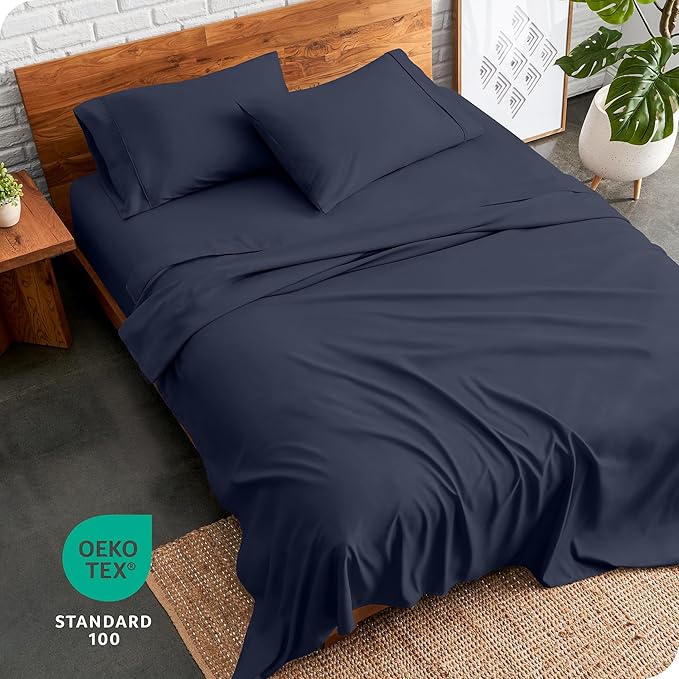 Bare Home King Sheet Set - Luxury 1800 Ultra-Soft Microfiber King Bed Sheets - Double Brushed - Deep Pockets - Easy Fit - 4 Piece Set - Bedding Sheets & Pillowcases (King, Midnight Blue)