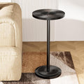 Carved Drink Table, Round Small Side Table for Small Spaces, Modern Accent Tables, End Tables with Carved Top & Base for Living Room, Bedroom, Corners, and Office (Black, 11.81 inch)