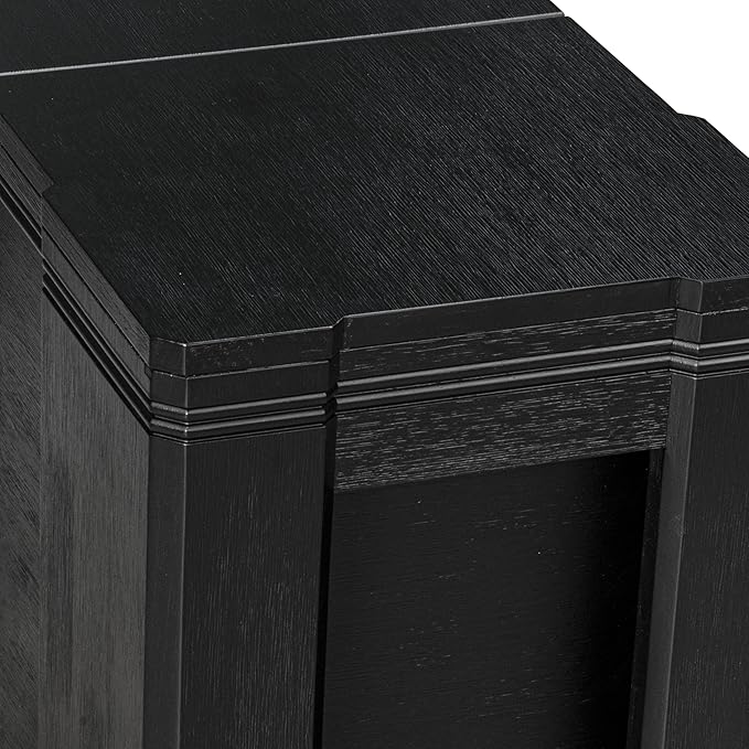 X07VE-B06-50 - 9-Pc Dining Room Table Set a Rectangular Dining Table and wooden Benches and 7 Dark Gotham Grey Linen Fabric Dining Chair, 39x120 Inch, Wire Brushed Black