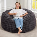 Hobestluk Bean Bag Chairs 3ft Beanbag Chair with Filler Adult Bean Bags with Fluffy & Machine Washable Cover, Giant Bean Bag Chairs for Adults (Dark Grey, 3FT-36" x 36" x 22")