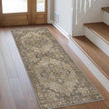 GENIMO 2x12 Runner Rugs for Hallway, Machine Washable Non Slip Vintage Rugs, Low Pile Lightweight Soft Print Rug for enrtyway, Corridor, Home Office, Kitchen, Rustic Brown