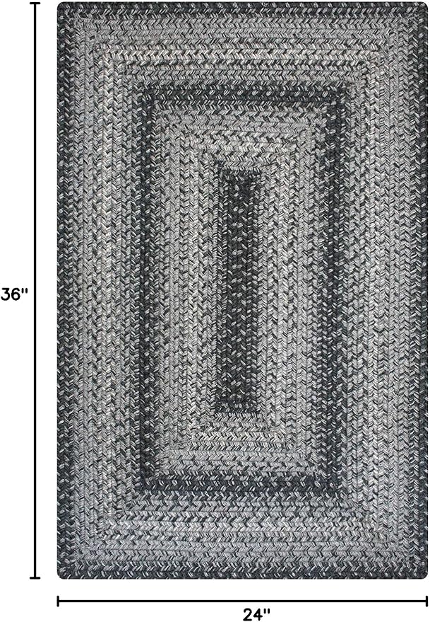 Flint Hill Grey Small Braided Rugs, 2x3' Rectangle - Handmade with Jute, Warm Primitive Decor, Perfect for Bathrooms and Entryways - Durable and Easy to Clean