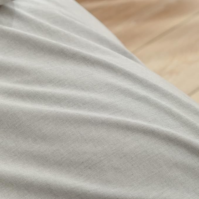 BESTOUCH Duvet Cover Set 100% Washed Cotton Linen Feel Super Soft Comfortable Chic Lightweight 3 PCs Home Bedding Set Solid Light Grey Super Queen
