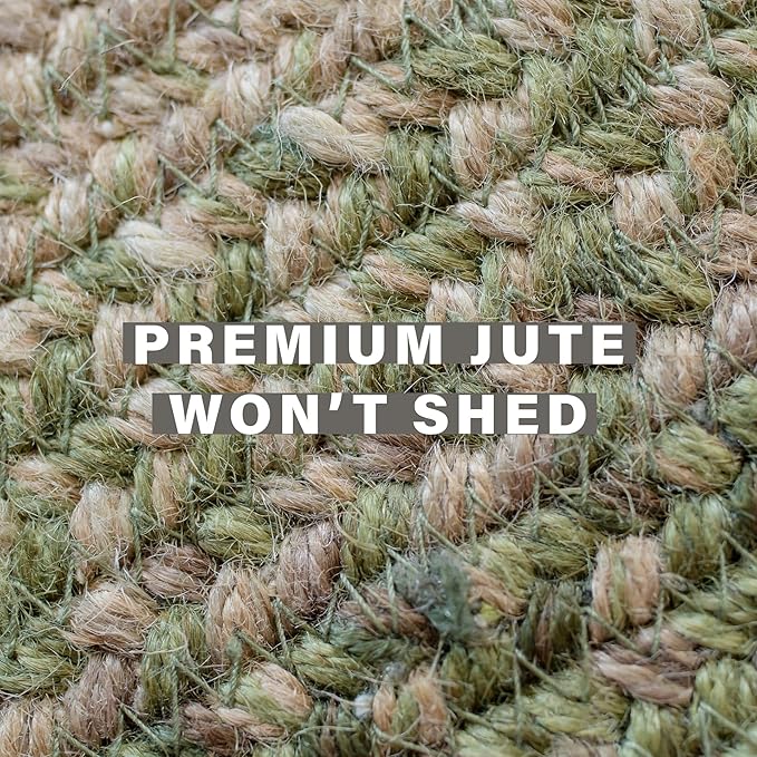 Homespice Grassland Jute Braided Oval Area Rugs 8x10' – Country Style Dining Room Rugs for Under Table