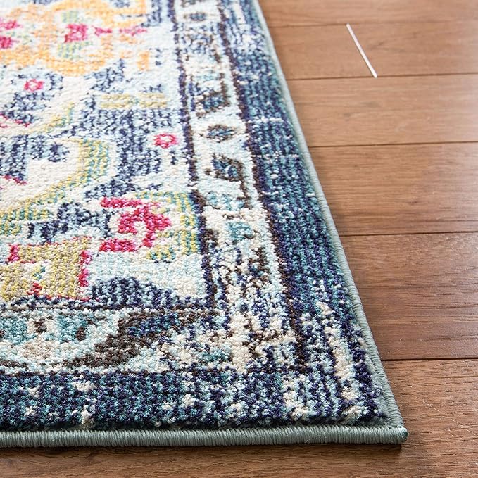 SAFAVIEH Monaco Collection Runner Rug - 2'2" x 20', Navy & Light Blue, Boho Chic Medallion Distressed Design, Non-Shedding & Easy Care, Ideal for High Traffic Areas in Living Room, Bedroom (MNC243N)