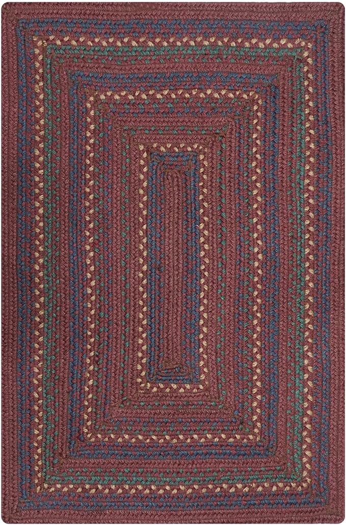 Jamestown Burgundy Small Braided Rug, Jute, 2x3' Rectangle - Rustic Primitive Decor for Kitchen, Bathroom, Everywhere