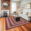 Autumn Maple Burgundy and Tan Braided Area Rug, Jute, 4x6' Rectangle - Rustic Primitive Decor for Entryway, Bedroom, Everywhere