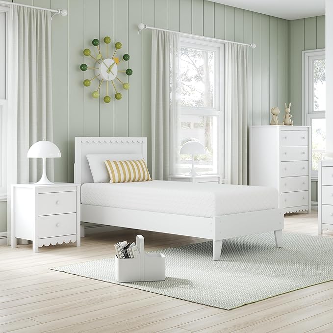 Signature Design by Ashley Twin Size Chime 10 Inch Medium Firm Memory Foam Mattress with Green Tea & Charcoal Gel for Pressure Relief, Fiberglass Free, Mattress In A Box