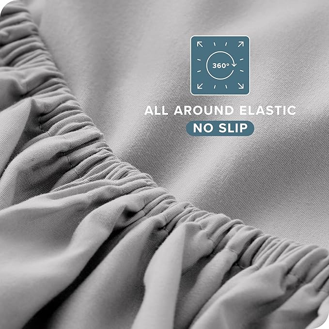 Bare Home Full XL Sheet Set - Luxury 1800 Ultra-Soft Microfiber Full Extra Long Bed Sheets - Double Brushed - Deep Pockets - Easy Fit - 4 Piece Set - Bedding Sheets & Pillowcases (Full XL, Light Grey)