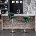 Roundhill Furniture Masaccio Velvet Upholstered Adjustable Swivel Barstool, Set of 2, Green