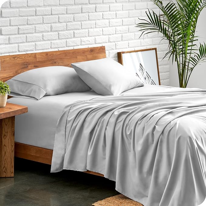 Bare Home Twin Sheet Set - 1800 Ultra-Soft Microfiber Bed Sheets - Double Brushed - Deep Pockets - Easy Fit - Extra Soft - 3 Piece Set - Bedding Sheets & Pillowcases (Twin, Cloud Grey)
