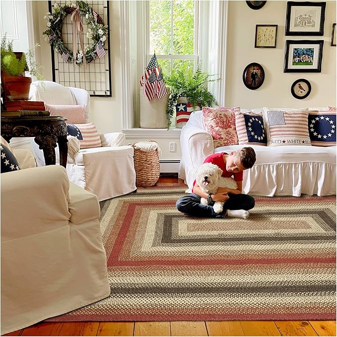 Homespice Chester Country Rugs for Living Room 8x10', Perfect Large Braided Rug