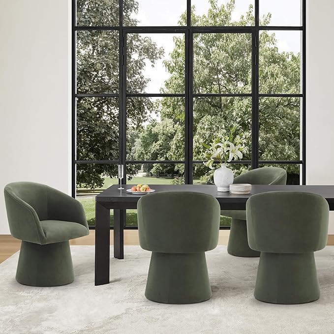 Swivel Dining Chairs Modern Accent Armchair Side Deskchair for Diningroom Vanity Bedroom Livingroom Reading Room,Green,1 Box