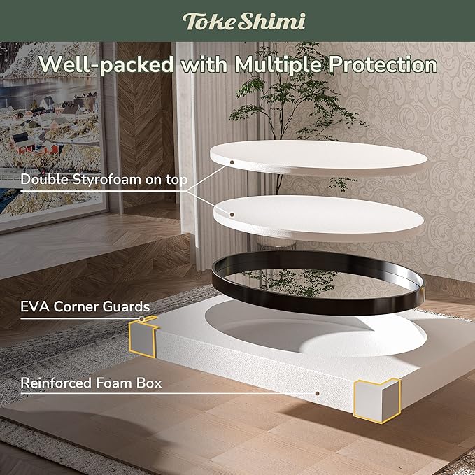 TokeShimi Black Oval Mirrors for Wall Decor 24x36 Inch with Non-Rusting Aluminum Alloy Brushed Matte Framed Wall Mounted for Bathroom, Entryway, Living Room, Bedroom,Vanity or Horizontal