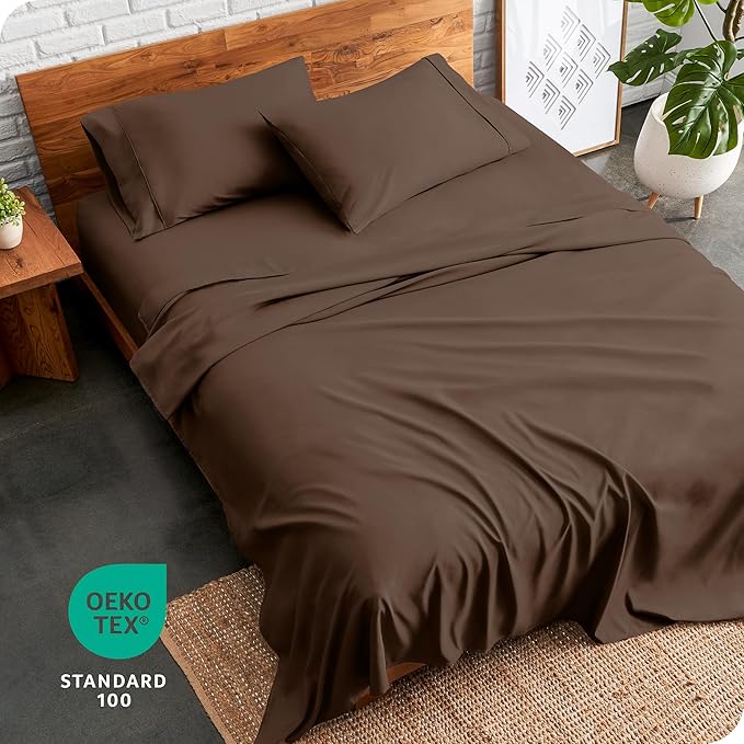 Bare Home King Sheet Set - Luxury 1800 Ultra-Soft Microfiber King Bed Sheets - Double Brushed - Deep Pockets - Easy Fit - 4 Piece Set - Bedding Sheets & Pillowcases (King, Cocoa)