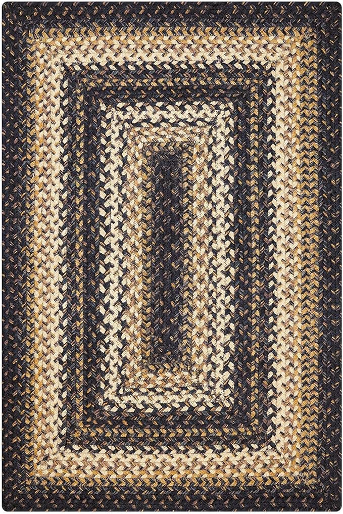 Homespice Kilimanjaro Premium Jute Braided Area Rug, 5' x 8' Rectangular Black and Brown, Reversible, Natural Jute Yarn Rustic, Country, Primitive, Farmhouse Style - 30 Day Risk Free Purchase