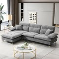 106" L Shaped Convertible Sectional Sofa,4 Seat Tufted Cloud Couch Set W/Movable Ottoman for Living Room, Apartment,Office,Chenille Fabric,Grey
