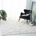SAFAVIEH Florida Shag Collection Area Rug - 8' Square, Creme & Creme, Scroll Design, Non-Shedding & Easy Care, 1.2-inch Thick Ideal for High Traffic Areas in Living Room, Bedroom (SG455-1111)