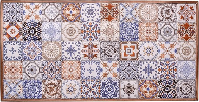 Comfyt Coffee Table, Side End Table, Nightstand Nesting Table Home Decor Bedside Table Accent Table Home Essentials Wood Tiled Top Rustic Ceramic Tiles Mexican Tile Table
