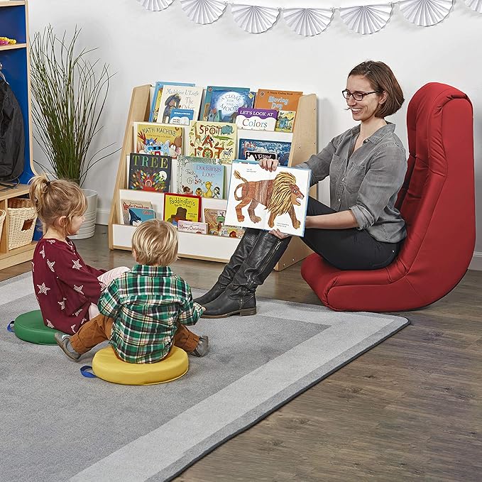 Factory Direct Partners Soft Tufted Floor Rocker - Cushioned Ground Chair for Kids Teens and Adults - Great for Reading, Gaming, Meditating, TV - Red, 10488-RD