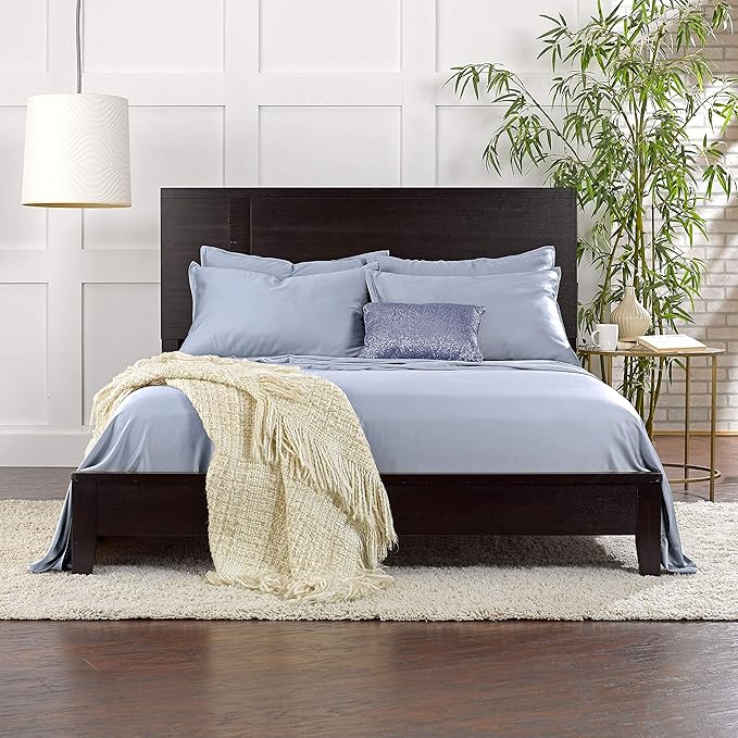 King Sheets by Pure Bamboo, Genuine 100% Organic Viscose Derived from Bamboo Bed Sheet Set, Luxuriously Soft & Cooling, Double Stitching, Lifetime Quality Promise (King, Sterling Blue)