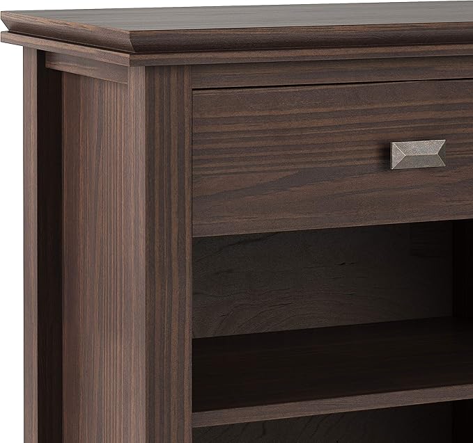SIMPLIHOME Artisan SOLID WOOD 24 inch Wide Transitional Bedside Nightstand Table in Warm Walnut Brown for the Living Room and Bedroom