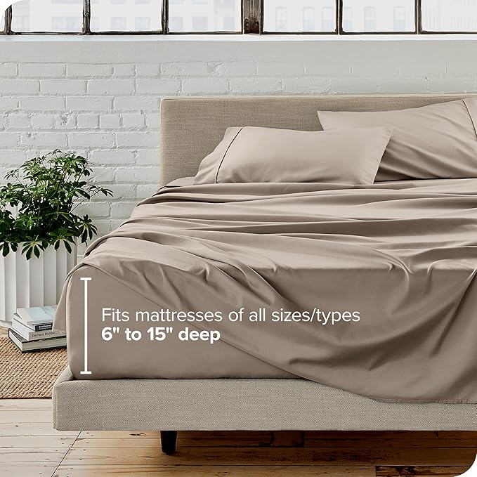 Bare Home Full Sheet Set - Luxury 1800 Ultra-Soft Microfiber Full Bed Sheets - Double Brushed - Deep Pockets - Easy Fit - 4 Piece Set - Bedding Sheets & Pillowcases (Full, Khaki)