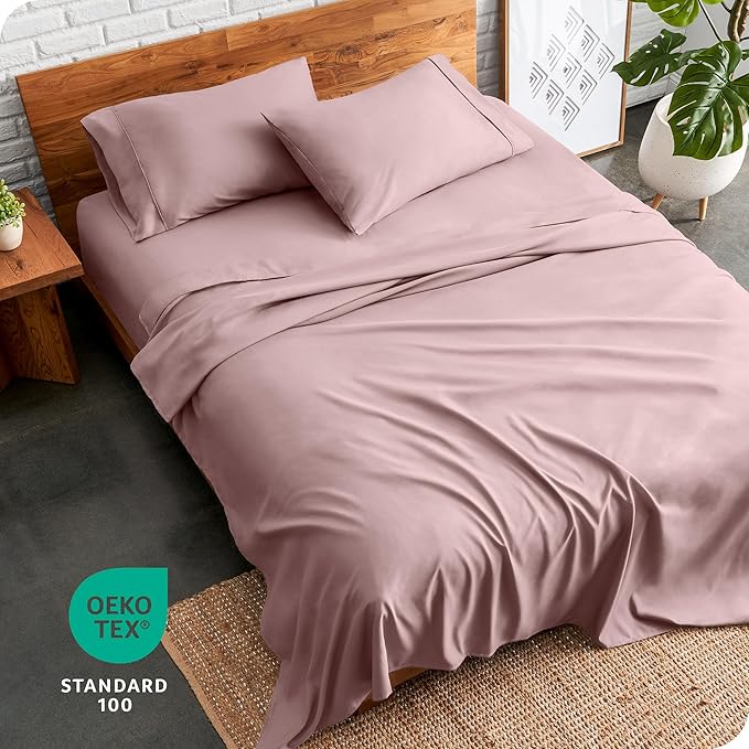 Bare Home California King Sheet Set - 1800 Ultra-Soft Microfiber Cal King Bed Sheets - Double Brushed - Deep Pockets - Easy Fit - 4 Piece Set - Bed Sheets (Cal King, Mauve)