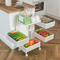 Fruit Basket for Kitchen No Assembly, Rolling Rotating Storage cart,Bathroom Shelf,Storage Drawer Cart for Bathroom,Metal Vegetable Rolling cart(Bright White, 4 Tier-Square)