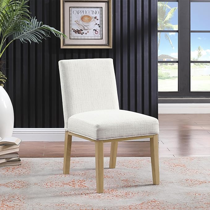 HomePop Kolbe Upholstered Dining Chair - Stain-Resistant Woven Fabric, 19.5" Seat Height, Ideal for 29-31 Inch Tables (Single Pack)