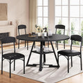 Round Dining Table Set for 4, Kitchen Table and Chairs for 4, Circle Table Round Pedestal Dining Room Dinner Dinette Table Set,5 Piece Space Saving Wood Kitchen & Dining Room Tables (Black, 42In)
