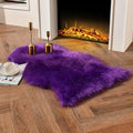 duduta Purple Faux Sheepskin Throw Rug 2x3 ft, Fluffy Shag Fur Chair Cover Small Bedside Dorm Rug Non Slip Machine Washable