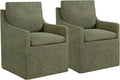 Upholstered Dining Chairs with Casters Easy Assembly Modern Accent Armchair with Rollers for Diningroom Bedroom Livingroom Reading Room,Green,2 Boxs