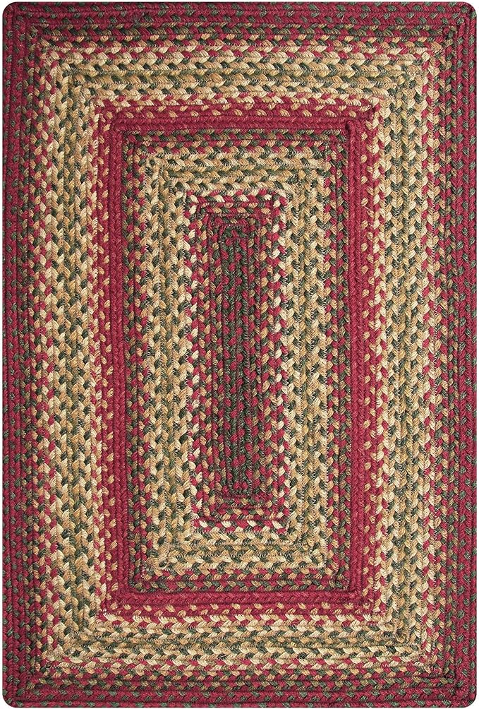 Cider Barn Red Jute Braided Area Rug, 4x6' Rectangle - Warm Country Rustic Decor, Perfect for Kitchens and Large Entryways - Durable, Reversible and Easy to Clean