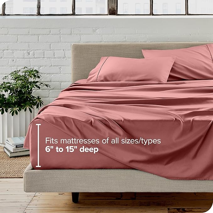 Bare Home King Sheet Set - Luxury 1800 Ultra-Soft Microfiber King Bed Sheets - Double Brushed - Deep Pockets - Easy Fit - 4 Piece Set - Bedding Sheets & Pillowcases (King, Dusty Rose)
