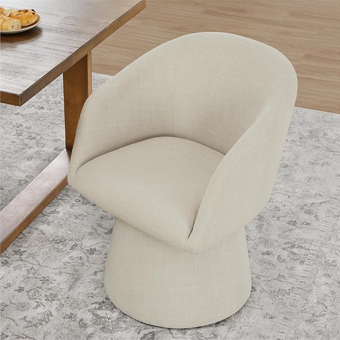 Swivel Dining Chairs Modern Accent Armchair Side Deskchair for Diningroom Vanity Bedroom Livingroom Reading Room,Linen,2 Box