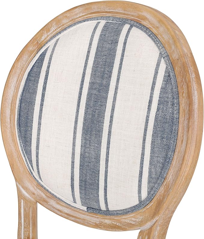 Christopher Knight Home Phinnaeus Dining Chair Set, Set of 2, Rubberwood, Dark Blue Line + Natural