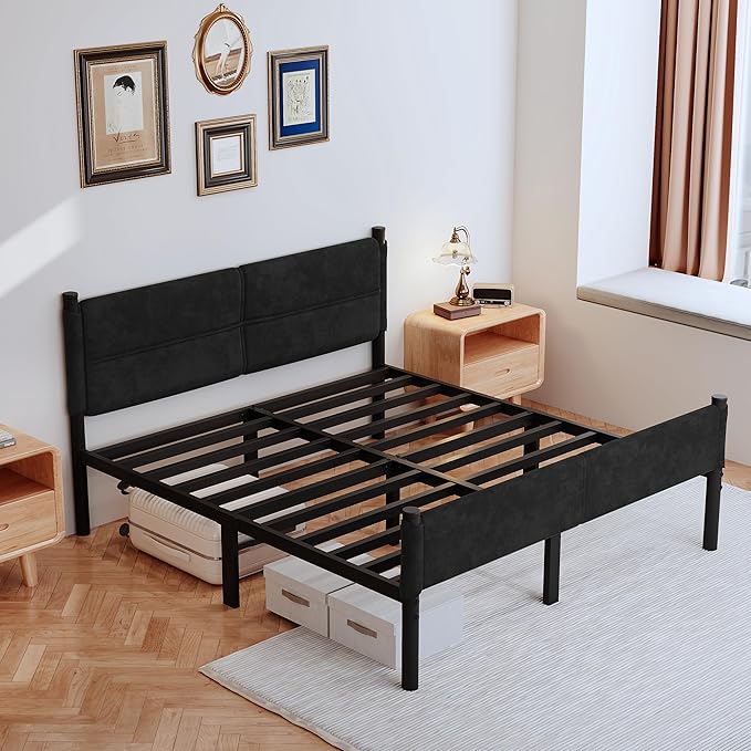 Metal Bed Frame,14Inch King Size Bed Frame with Storage Space,Heavy Duty Sturdy Mattress Foundation,Easy Assembly,No Box Spring Needed,King