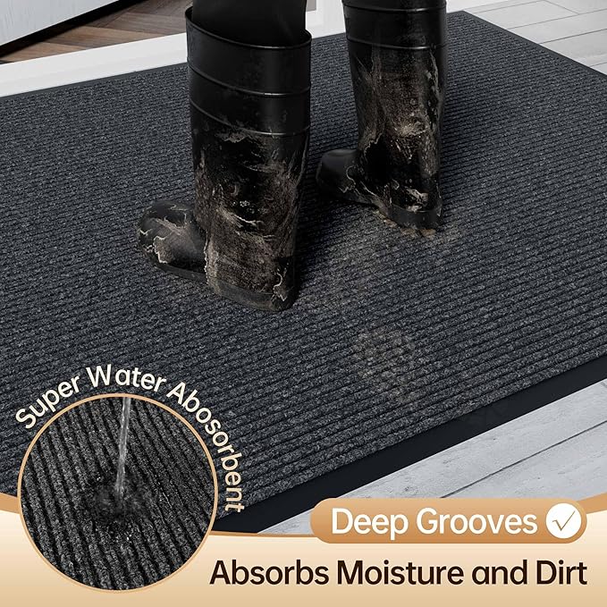 Amyracel Front Door Mat Indoor Outdoor Entrance, 36" x 48" All-Season Waterproof Heavy Duty Doormat for Outside Entry, Stain and Fade Resistant, Low Profile, Easy Clean Patio Entryway Mat